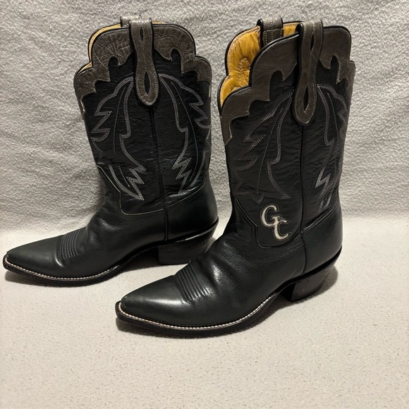 El Vaquero unisex dark gray western cowboy boots custom handmade in Texas - Picture 2 of 12